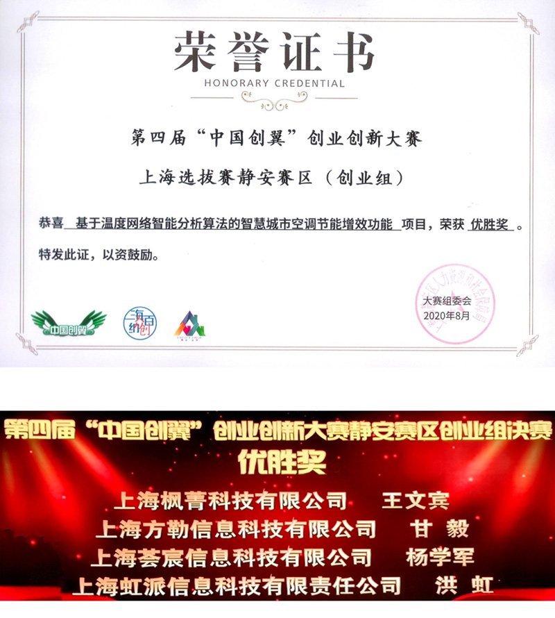 荣誉-上海市2020年第四届“中国创翼”创业创新大赛静安区创业组优胜奖